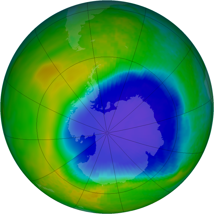 Antarctic ozone map for 17 November 2001